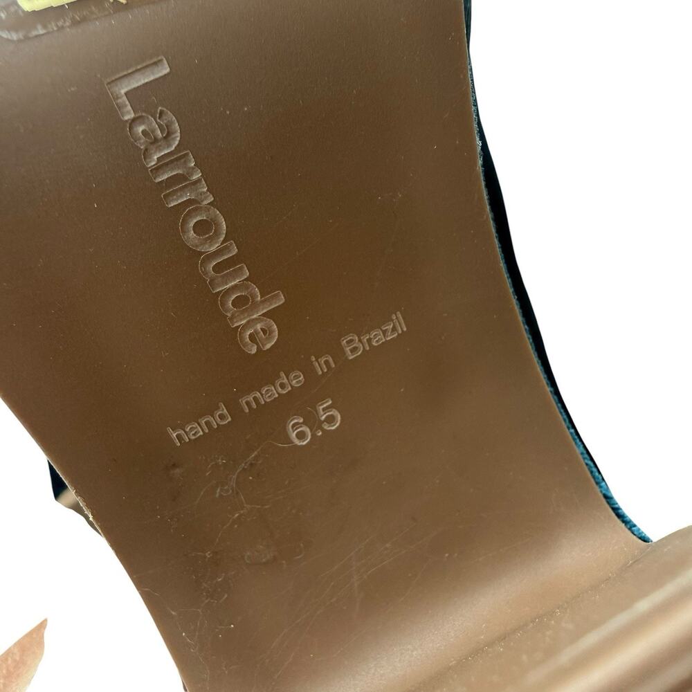 Larroude Shoes Womens 6.5 Green Miso Velvet Clog Heels Platform Retro Glam - Picture 9 of 10